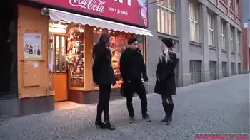 Uma and Jena picking up stranger on the streets to have sex in the car, facial cum included