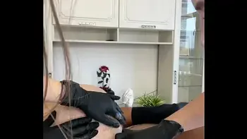 During a shaving lesson, a client Cumshot on my student