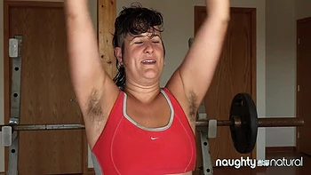 Babe Sweaty Workout With Hairy Goodies