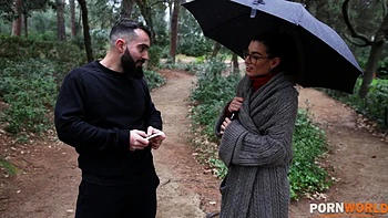 Graceful Latin Lady Julia Roca Works Her Hairy Twat for Random Guy in Park GP1744