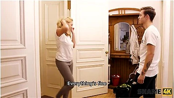 Boy Lets Stepmoms Sexy Girlfriend Take A Shower At His Place