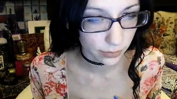 Nerdy Babe Pussy Play on Webcam with Sex Toy