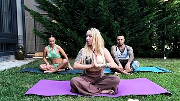 Yoga instructor shares my cock with my neighbor