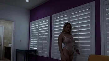 Oily massage for curvy blonde in see through bodysuit