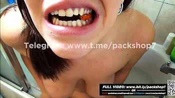 Hot woman eats live fish - Vore Giantess