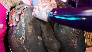 Tattooed trans Lily Lu gets two fists up her ass