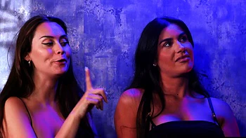 Naughty voyeur babes begging guy to cum