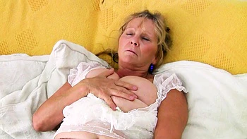 Granny Isabel needs getting off after a hard day's shopping