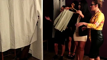 Beauty CFNM babes cocksucking BBC dude