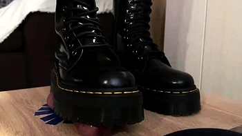 Dr Martens boots smashing slave balls on the Cockbox by