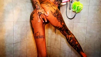 InkedMonster - Thai Bombshell Soapy Shower Dildo Play