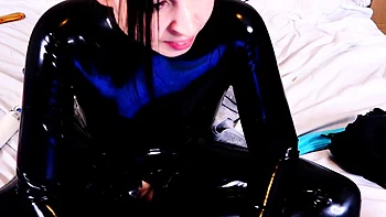 Pink labia close up of naive brunette