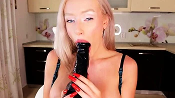 Big-Tit Blonde Latina Sloppy Sucks BBC on Webcam