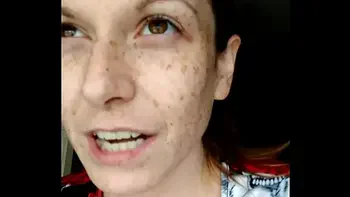 playing with my titties in the window for truck drivers to see outside