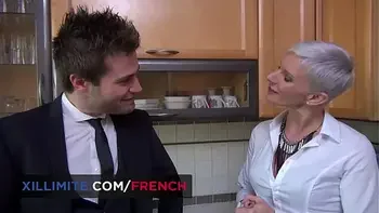 Sexy short hair milf gets sodomized in her kitchen