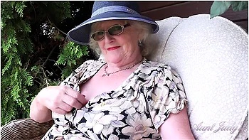 Judys - 66yo Hairy Mature Gilf Mrs. Claire Sucks Your Cock In The Garden (pov) - Aunt Judys
