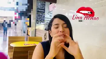 Exhibitionism - My friend makes my toy vibrate in a shopping center until she manages to make me squirt