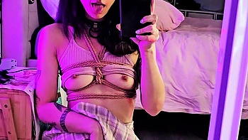 Hot brunette amateur MILF rides hubbys cock