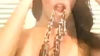 Beautiful and hot brunette moaning and enjoying giving her pussy and very tasty spit: Porn