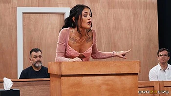 Pretty skinny high-heeled babe Ryan Reid screwed by judge