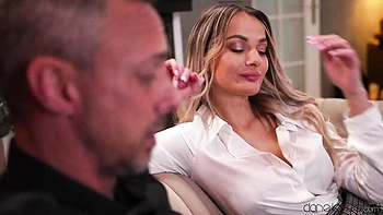 Inked blonde with big boobs Maddy Black rammed by huge dick