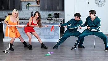 Crazy partner swap with hot dolls Jessica Ryan and Justine Jakobs