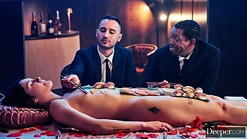 Cutie with big ass Matty Mila Perez drilled by two huge cocks