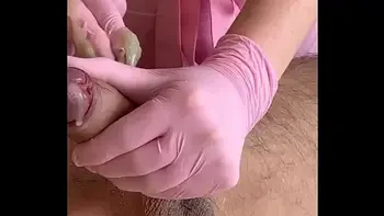 Cumshot Compilation during depilation and intimate haircut at the Russian master SugarNadya