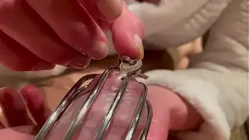 Chastity Belt first time on his Dick and ruined orgasm