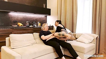 An awesome sideways pose fuck with a tattooed Megan Inky