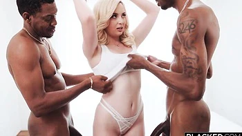 Nasty interracial double penetration with a young blonde Lexi Lore