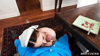 Beautiful natural angel Hazel Moore likes jumping on a long wiener