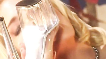 Sweethearts Felecia and Cameron Caine fuck with a huge dildo