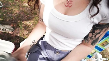 An awesome van sex in the doggy style with a busty Funsized Megan