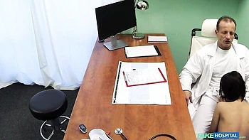 Office fuck in the cowgirl pose with a hot brunette Angie Moon