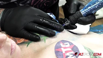 Graceful miss at boobs tattoo action
