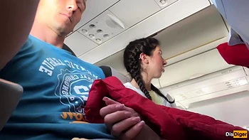 Katty West - Risky Public Handjob Until Huge Cumshot In Airplane - Almost Caught