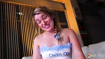 Dainty Abby Adams's blowjob scene