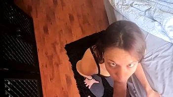Skinny Brunette's POV Morning Blowjob