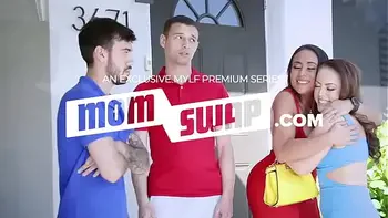 PervNana - Lucky Stud Walks In On His Busty StepNana Stretching With Her Yoga Instructor And Bangs Them