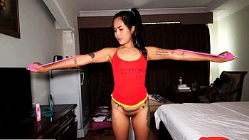 Cute obedient Thai teen fucks a big dick