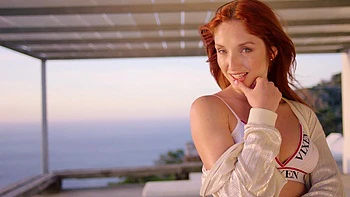 Redhead hottie Red Fox enjoys sex with a pale guy