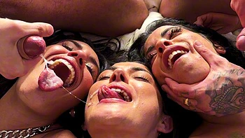 Rauls Bud And Jimmy Bud Fucking Three Awesome Brunettes!!