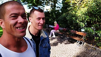 Two blondes Matt Bird and Charlie Dean enjoy an intense mmf threesome with Vera Jawr