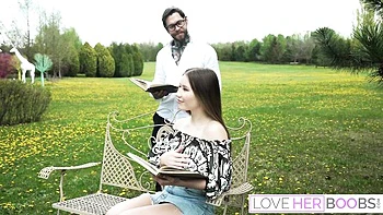 Cute Dean and Amalia's boob worship smut