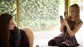 Two cute girls in lingerie seduced a man for a passionate threesome