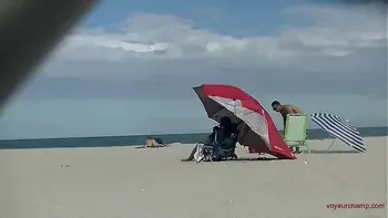 Exhibitionist Wife 491 Pt1 - Hubby Films MILF Heather Sunbathing On The Nude Beach From The Voyeurs POV!  They Just Jerk Off And Cum Next To Her!!!