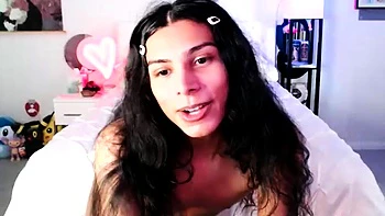 Small titted brunette Sharron with glasses masturbates