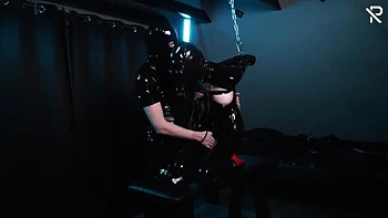 German Rubber Slut Bound and Electro Shocked in Heavy BDSM Session