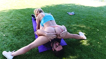 Fitness blonde milf Cherie Deville rides cock with her perfect fake tits